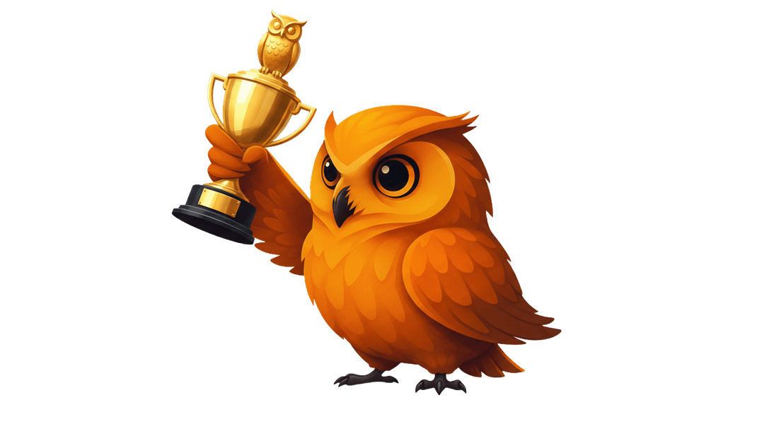 Victorious owl celebrating success